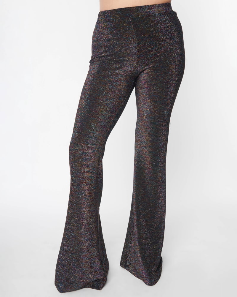 Smak Parlour Rainbow Lurex Flare Pants | Black Rainbow Metallic